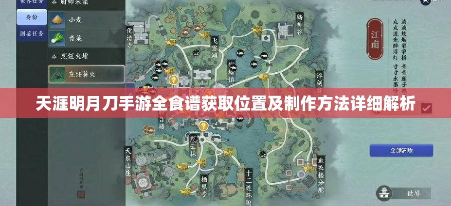 天涯明月刀手游全食谱获取位置及制作方法详细解析