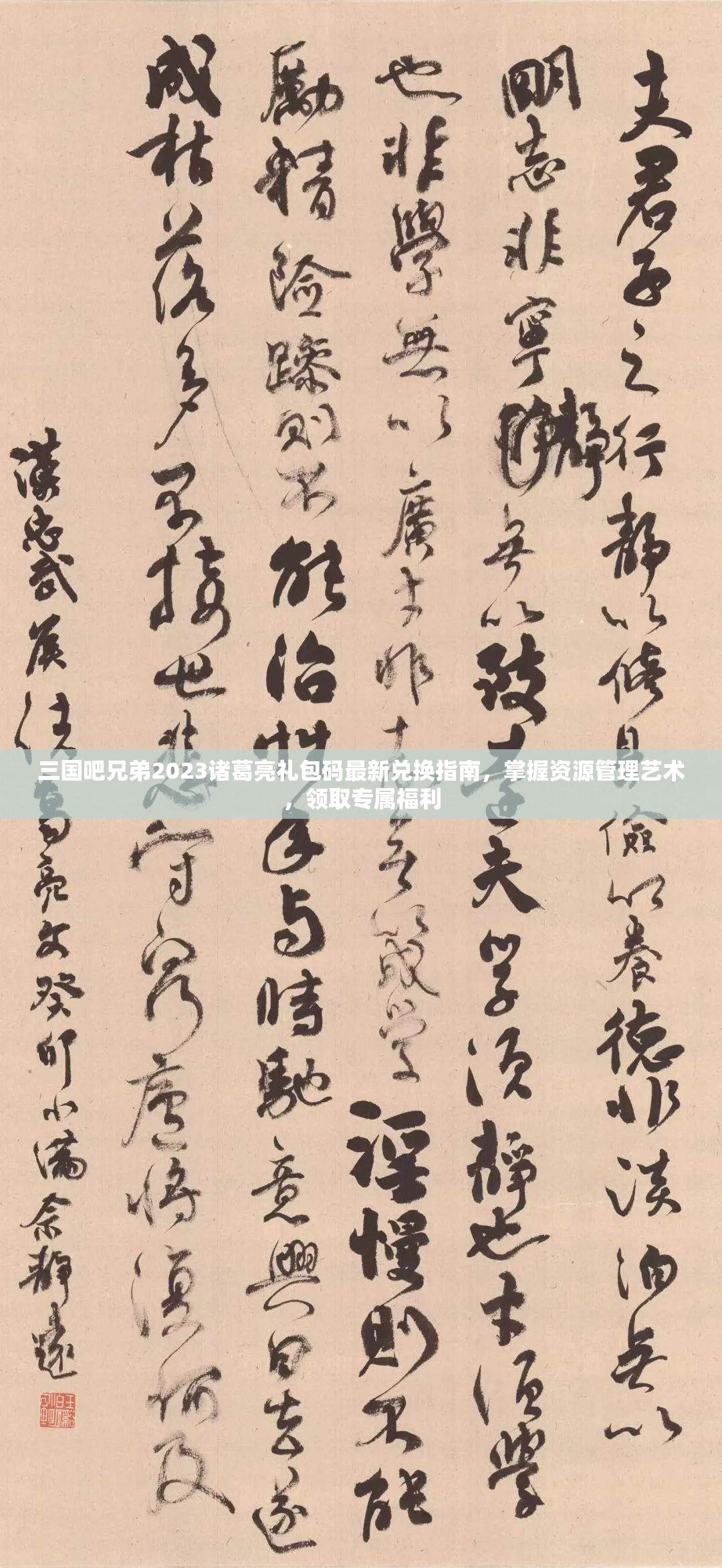 三国吧兄弟2023诸葛亮礼包码最新兑换指南，掌握资源管理艺术，领取专属福利