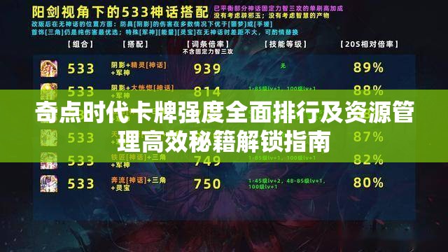 奇点时代卡牌强度全面排行及资源管理高效秘籍解锁指南