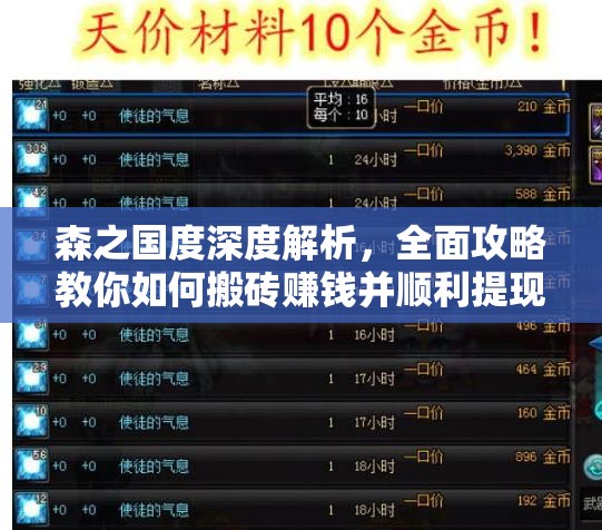 森之国度深度解析，全面攻略教你如何搬砖赚钱并顺利提现