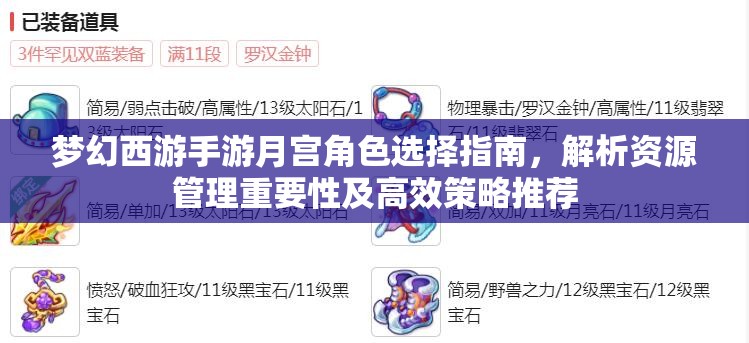 梦幻西游手游月宫角色选择指南，解析资源管理重要性及高效策略推荐