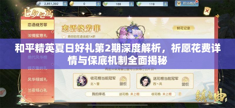 和平精英夏日好礼第2期深度解析，祈愿花费详情与保底机制全面揭秘