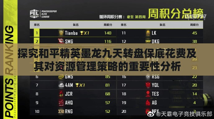 探究和平精英墨龙九天转盘保底花费及其对资源管理策略的重要性分析