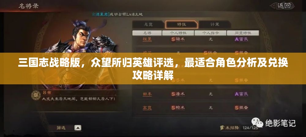 三国志战略版，众望所归英雄评选，最适合角色分析及兑换攻略详解
