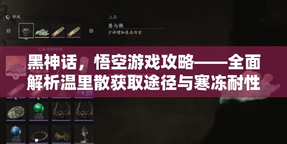 黑神话，悟空游戏攻略——全面解析温里散获取途径与寒冻耐性解锁秘籍