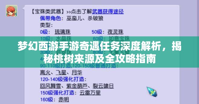 梦幻西游手游奇遇任务深度解析，揭秘桃树来源及全攻略指南