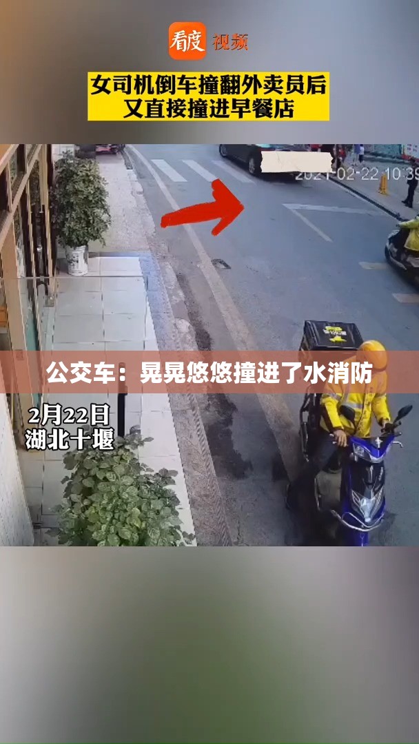 公交车：晃晃悠悠撞进了水消防