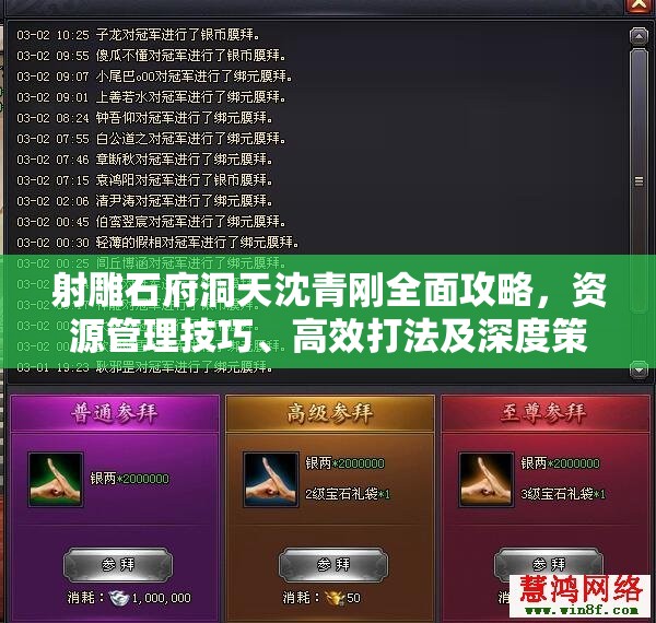 射雕石府洞天沈青刚全面攻略，资源管理技巧、高效打法及深度策略分析