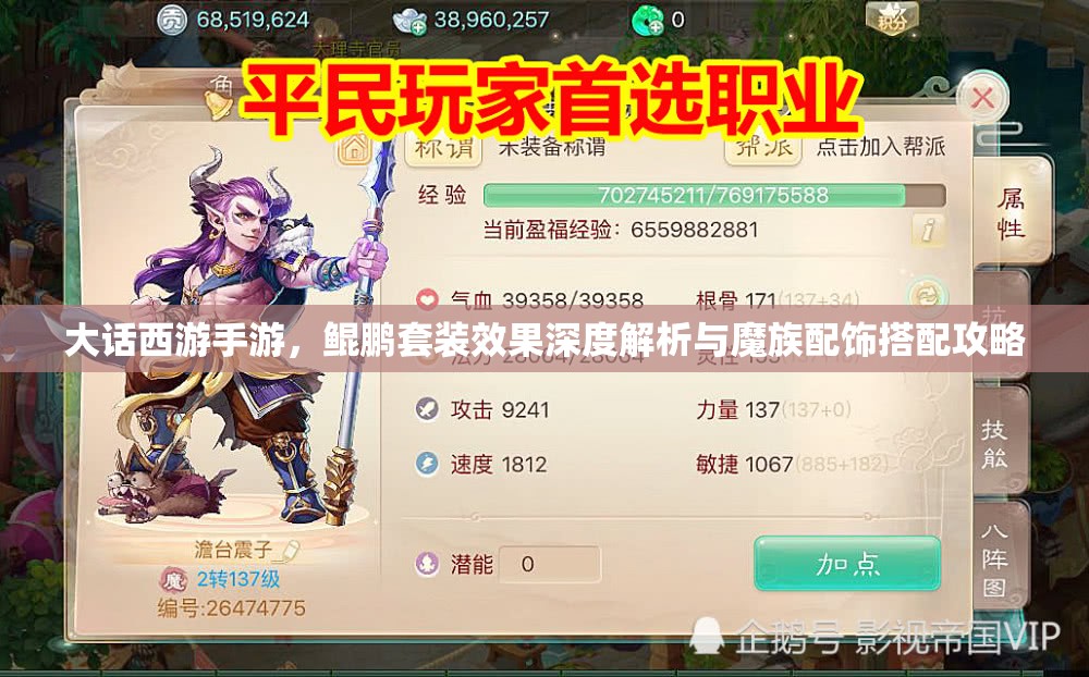 大话西游手游，鲲鹏套装效果深度解析与魔族配饰搭配攻略