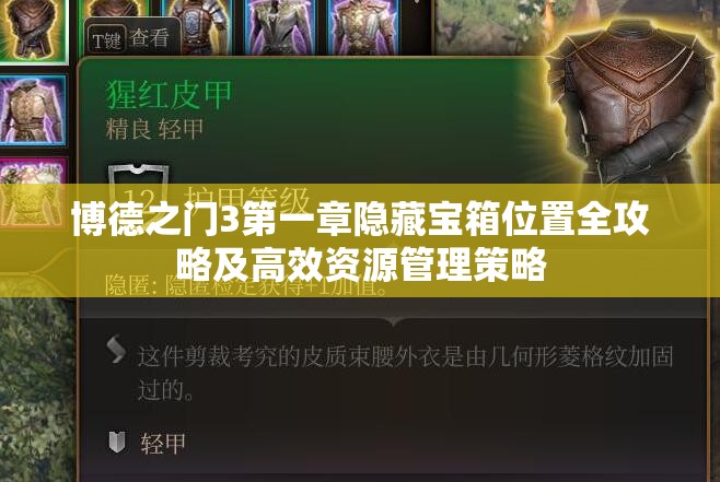 博德之门3第一章隐藏宝箱位置全攻略及高效资源管理策略