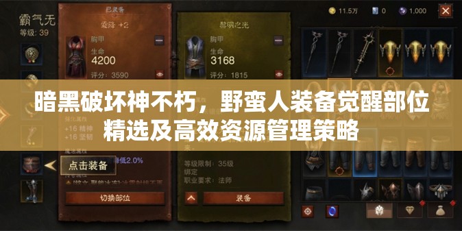 暗黑破坏神不朽，野蛮人装备觉醒部位精选及高效资源管理策略