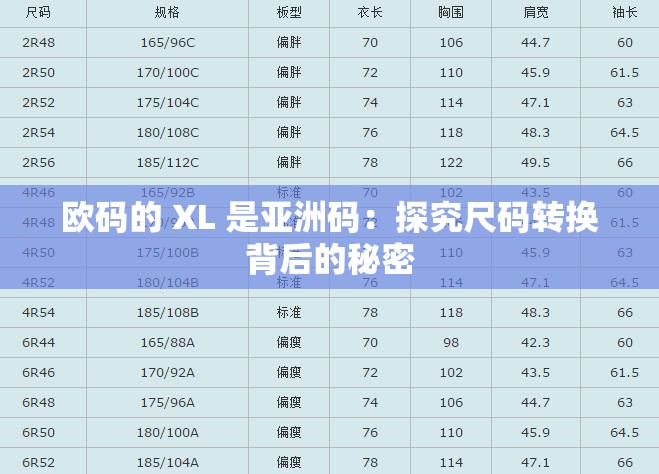 欧码的 XL 是亚洲码：探究尺码转换背后的秘密