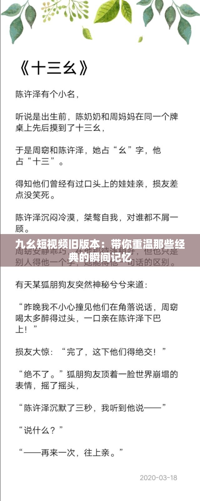 九幺短视频旧版本：带你重温那些经典的瞬间记忆