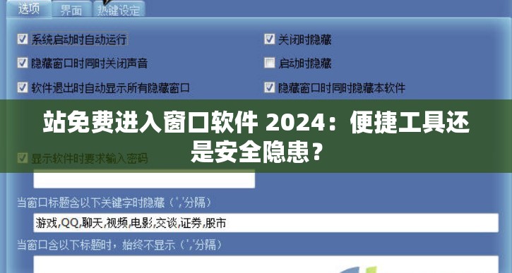 站免费进入窗口软件 2024：便捷工具还是安全隐患？