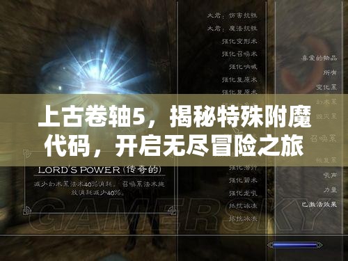 上古卷轴5，揭秘特殊附魔代码，开启无尽冒险之旅的终极钥匙