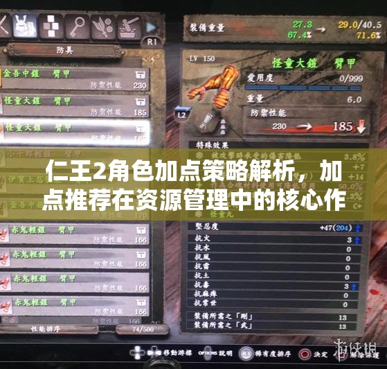 仁王2角色加点策略解析，加点推荐在资源管理中的核心作用与高效管理技巧