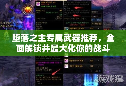 堕落之主专属武器推荐，全面解锁并最大化你的战斗潜能指南