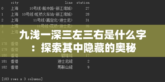 九浅一深三左三右是什么字：探索其中隐藏的奥秘