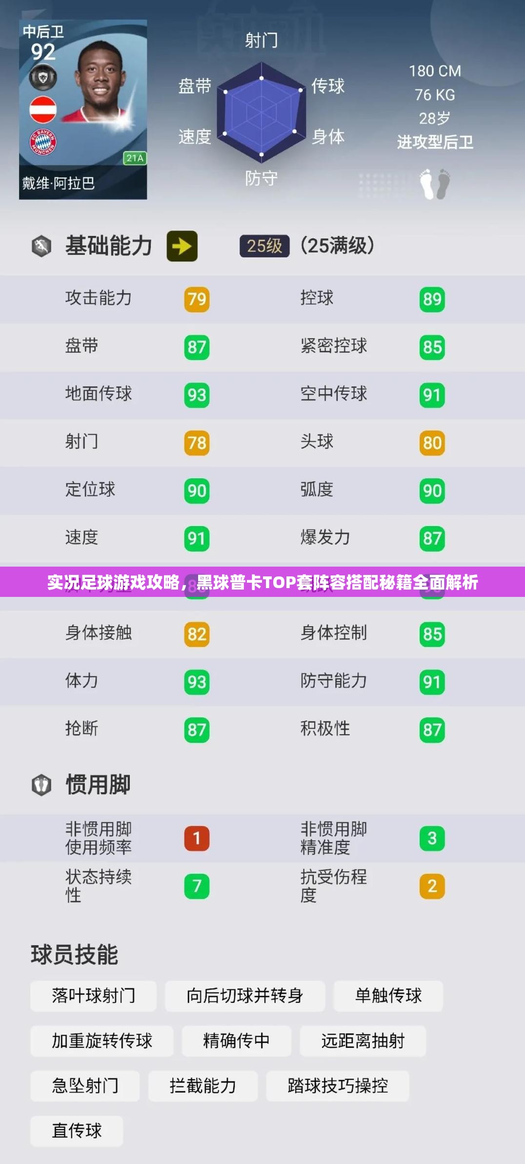 实况足球游戏攻略，黑球普卡TOP套阵容搭配秘籍全面解析