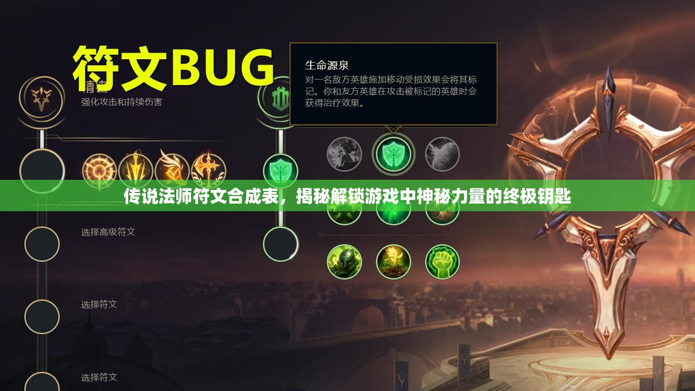 传说法师符文合成表，揭秘解锁游戏中神秘力量的终极钥匙