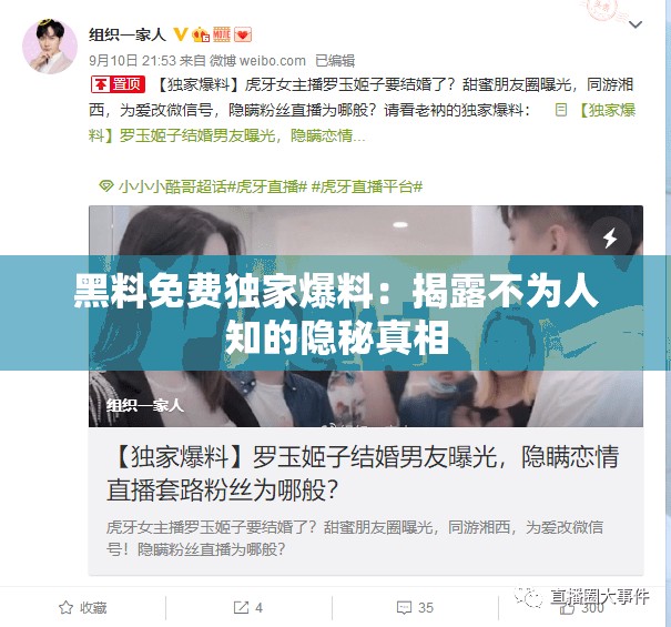 黑料免费独家爆料：揭露不为人知的隐秘真相
