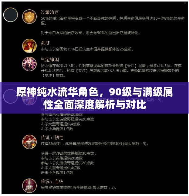 原神纯水流华角色，90级与满级属性全面深度解析与对比