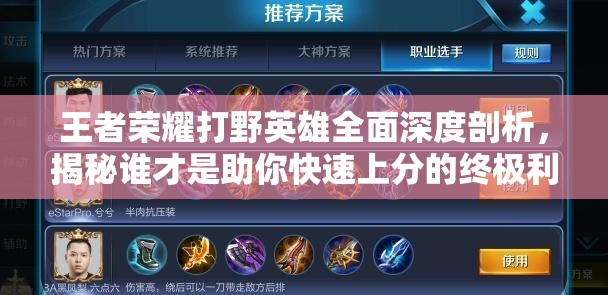 王者荣耀打野英雄全面深度剖析，揭秘谁才是助你快速上分的终极利器？