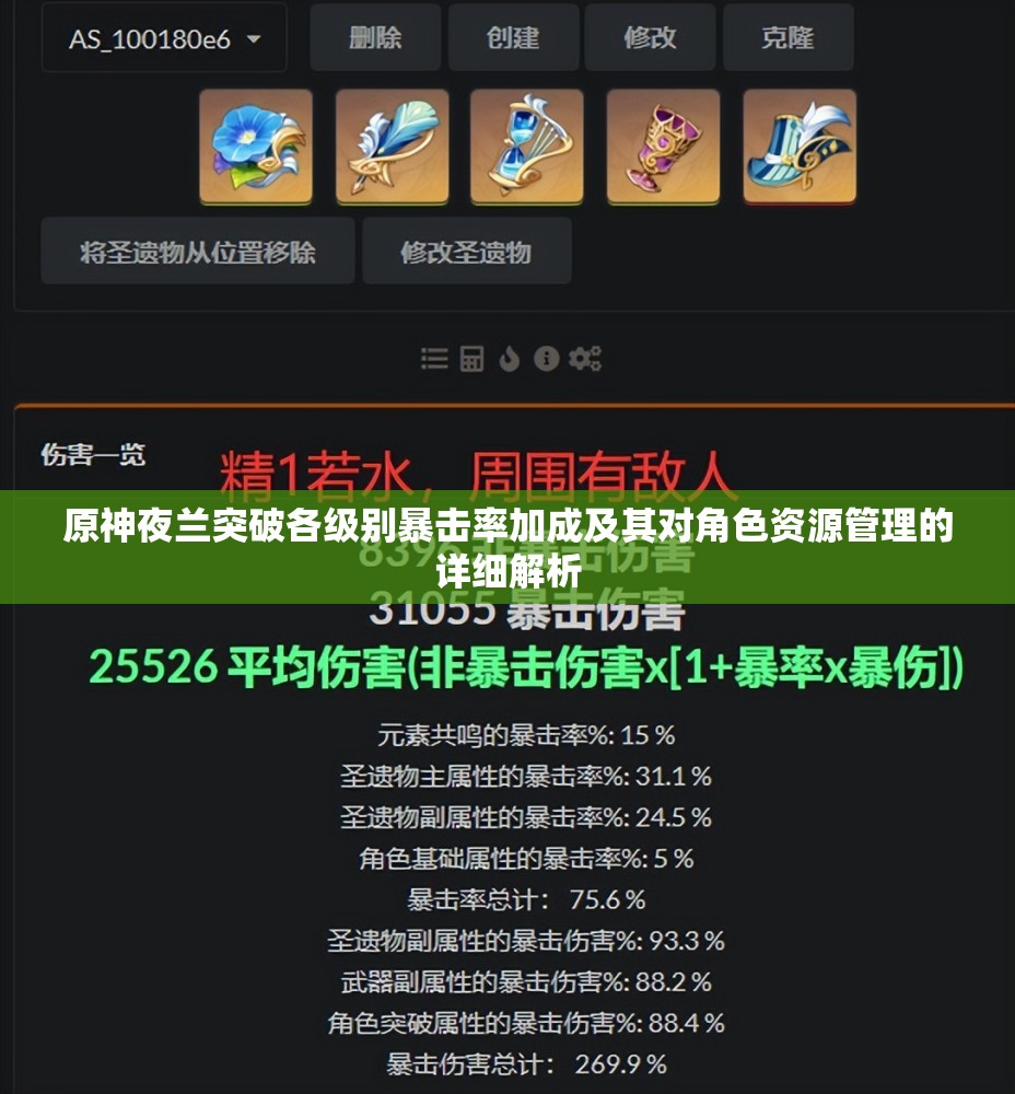 原神夜兰突破各级别暴击率加成及其对角色资源管理的详细解析