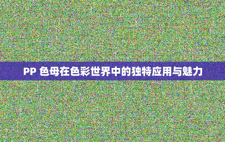PP 色母在色彩世界中的独特应用与魅力