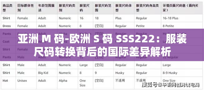亚洲 M 码-欧洲 S 码 SSS222：服装尺码转换背后的国际差异解析