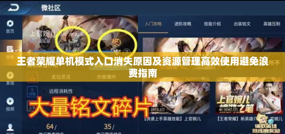 王者荣耀单机模式入口消失原因及资源管理高效使用避免浪费指南