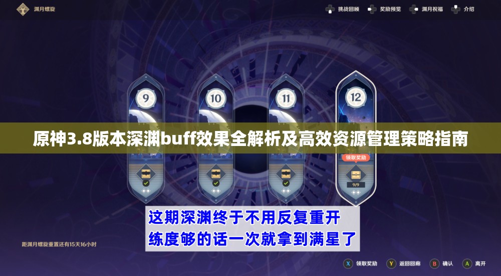 原神3.8版本深渊buff效果全解析及高效资源管理策略指南