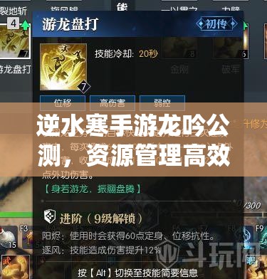 逆水寒手游龙吟公测，资源管理高效利用与避免浪费的全方位实战攻略