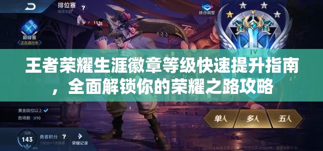 王者荣耀生涯徽章等级快速提升指南，全面解锁你的荣耀之路攻略