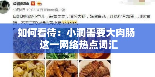 如何看待：小洞需要大肉肠  这一网络热点词汇