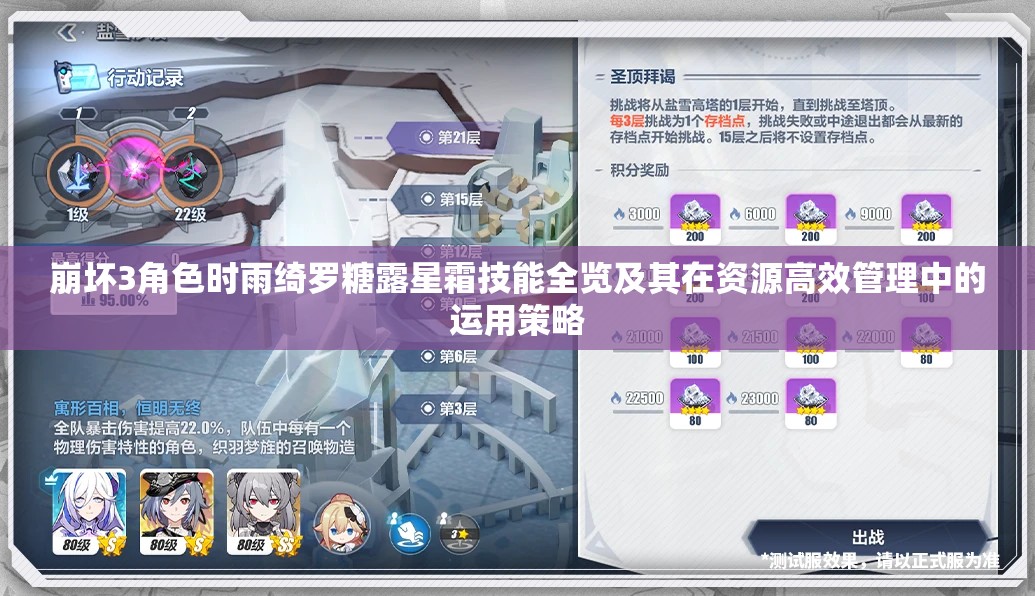 崩坏3角色时雨绮罗糖露星霜技能全览及其在资源高效管理中的运用策略