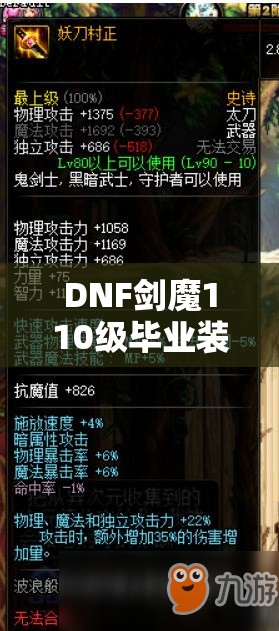 DNF剑魔110级毕业装备搭配全面解析与选择攻略详解