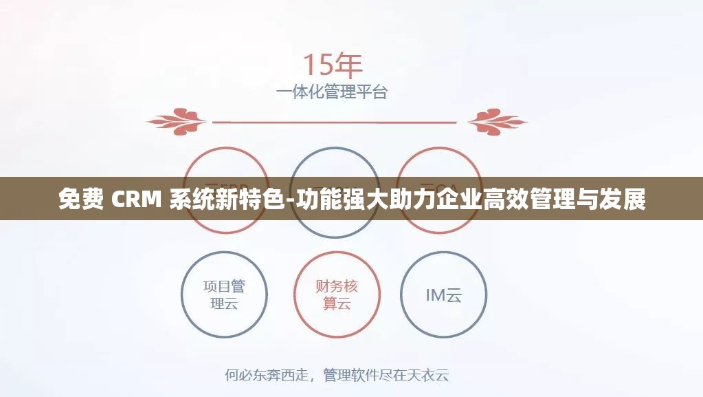 免费 CRM 系统新特色-功能强大助力企业高效管理与发展