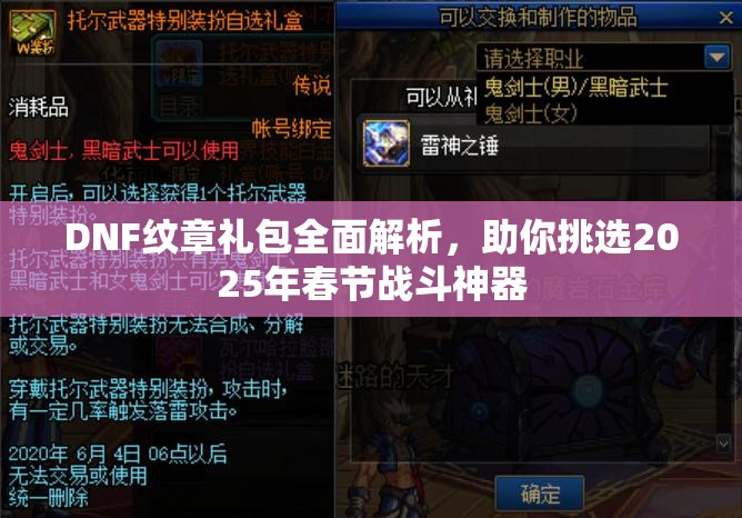 DNF纹章礼包全面解析，助你挑选2025年春节战斗神器