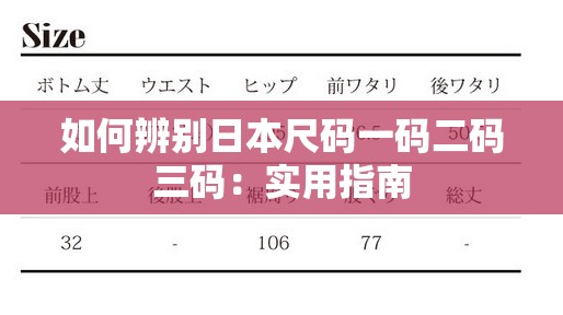 如何辨别日本尺码一码二码三码：实用指南