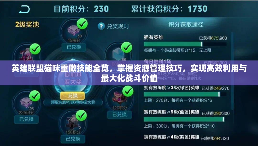 英雄联盟猫咪重做技能全览，掌握资源管理技巧，实现高效利用与最大化战斗价值