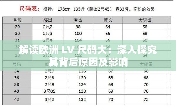 解读欧洲 LV 尺码大：深入探究其背后原因及影响