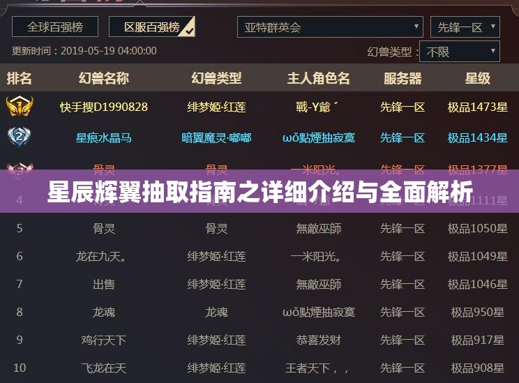 星辰辉翼抽取指南之详细介绍与全面解析