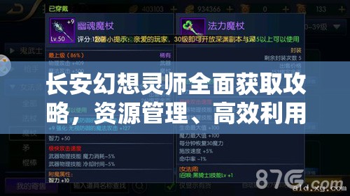 长安幻想灵师全面获取攻略，资源管理、高效利用策略以实现价值最大化