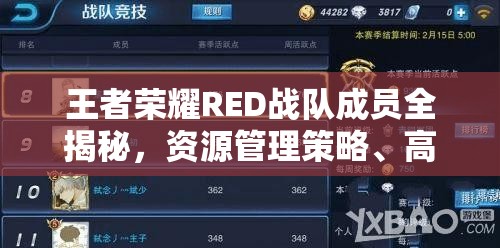 王者荣耀RED战队成员全揭秘，资源管理策略、高效利用技巧及价值最大化途径