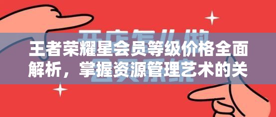 王者荣耀星会员等级价格全面解析，掌握资源管理艺术的关键指南