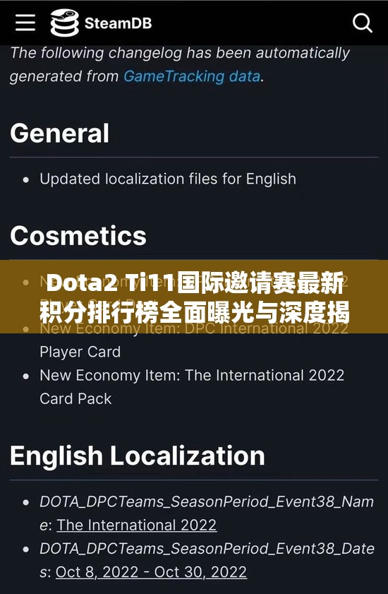 Dota2 Ti11国际邀请赛最新积分排行榜全面曝光与深度揭秘