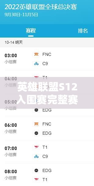 英雄联盟S12入围赛完整赛程时间安排，揭秘资源管理在比赛中的艺术