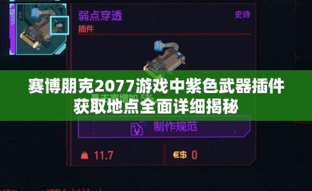 赛博朋克2077游戏中紫色武器插件获取地点全面详细揭秘