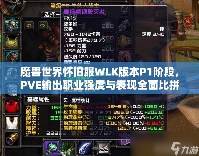 魔兽世界怀旧服WLK版本P1阶段，PVE输出职业强度与表现全面比拼